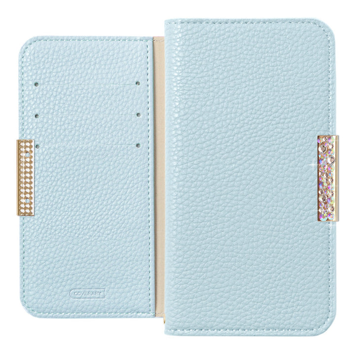 Étui portefeuille à fonction support avec cadre décoratif en pierre, aspect cuir simple avec texture grainée en cuir végan pour la série Google Pixel