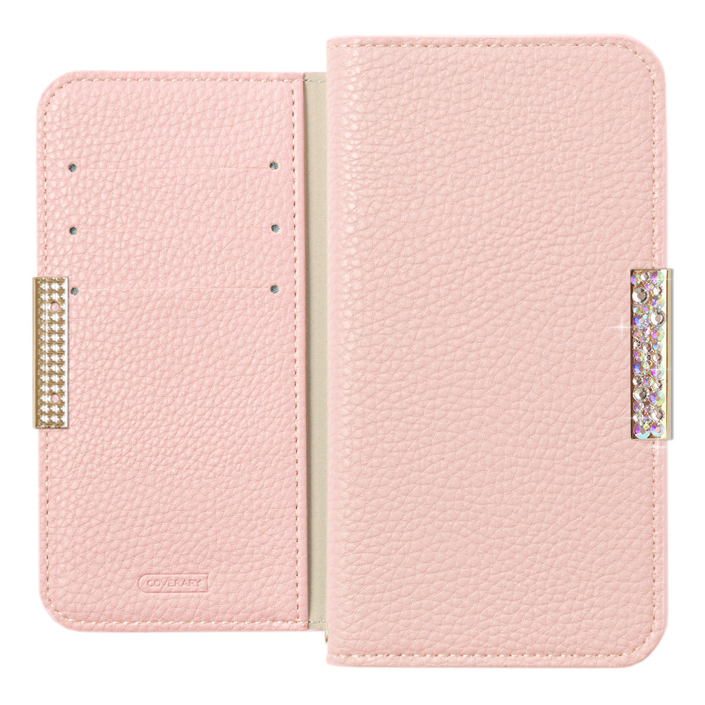 Vegan leather textured simple leather-style stone frame decoration stand function notebook-style case Xperia series