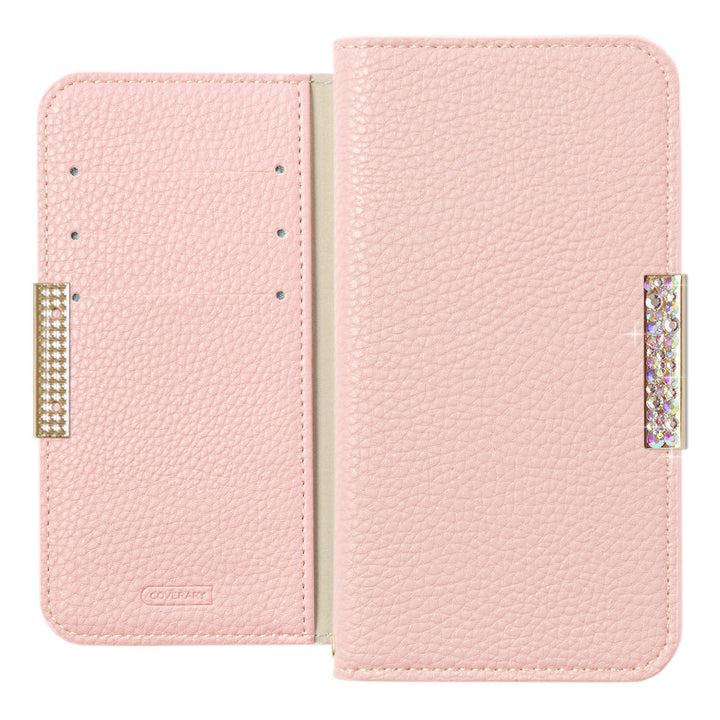 Vegan leather textured simple leather-style stone frame decoration stand function notebook-style case Xperia series