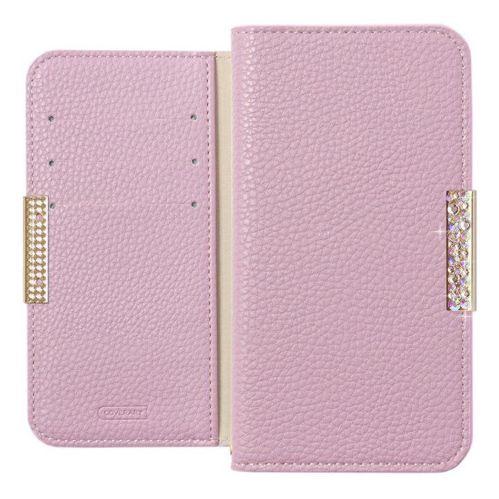Vegan leather textured simple leather-style stone frame decoration stand function notebook-style case Xperia series