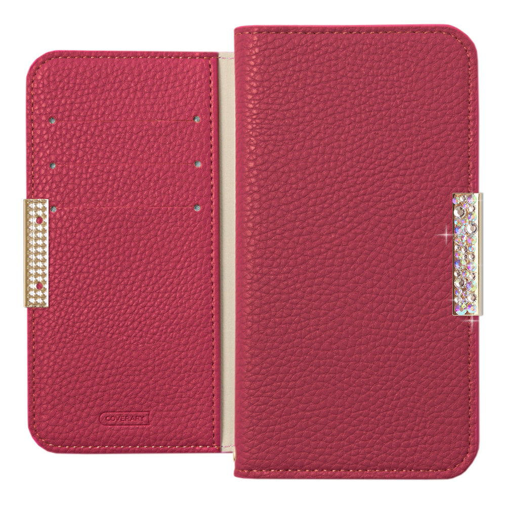 Étui portefeuille à fonction support avec cadre en pierre, aspect cuir simple texturé en cuir végan pour la série AQUOS