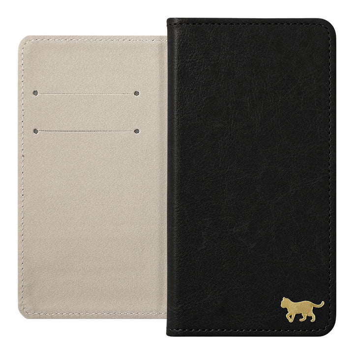 Vegan Leather Simple Gold Cat Decoration Wallet Case for Xperia Series