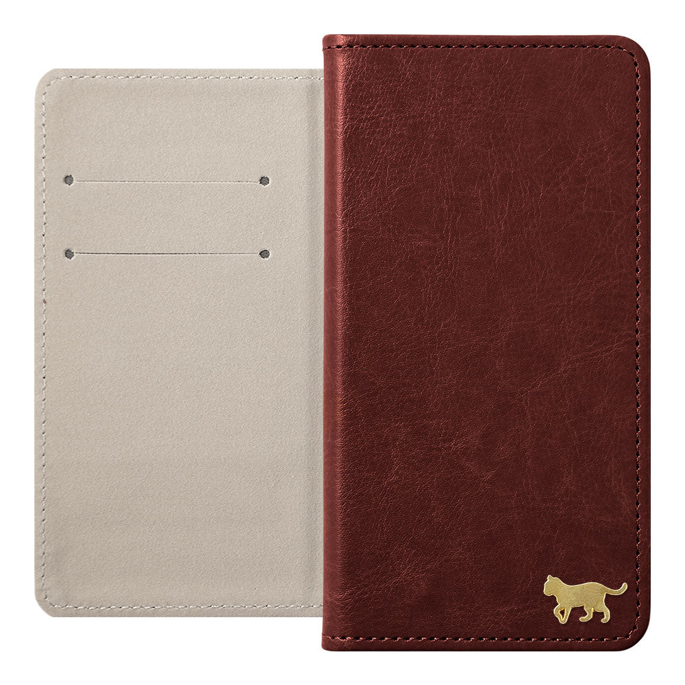 Vegan Leather Simple Gold Cat Decoration Wallet Case for Xperia Series