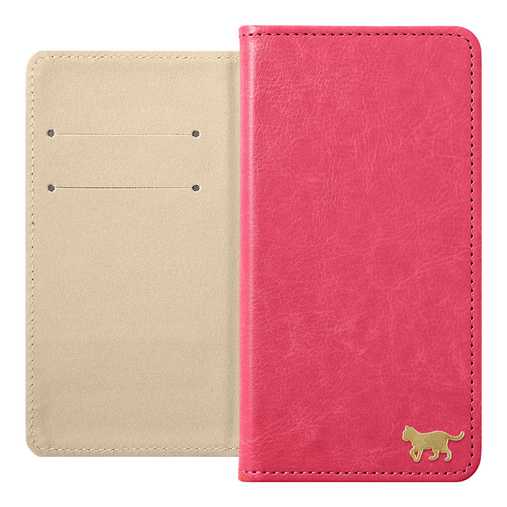 Vegan Leather Simple Gold Cat Decoration Wallet Case for Xperia Series