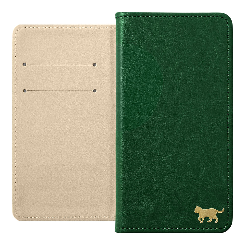 Vegan Leather Simple Gold Cat Decoration Wallet Case for Xperia Series