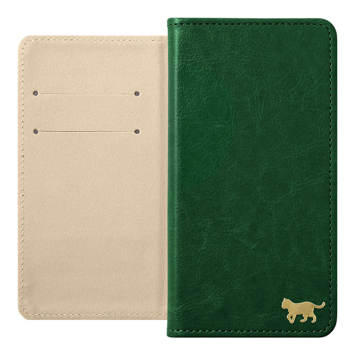 Vegan Leather Simple Gold Cat Decoration Wallet Case for Xperia Series