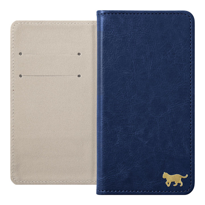 Vegan Leather Simple Gold Cat Decoration Wallet Case for Xperia Series