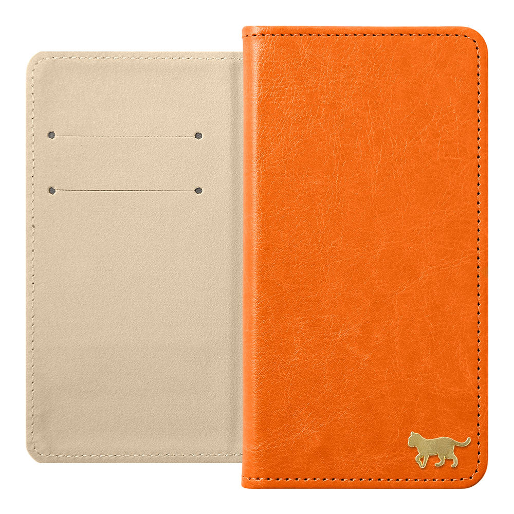 Vegan Leather Simple Gold Cat Decoration Wallet Case for Xperia Series