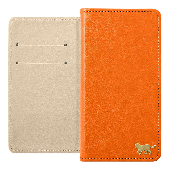 Vegan Leather Simple Gold Cat Decoration Wallet Case for Xperia Series