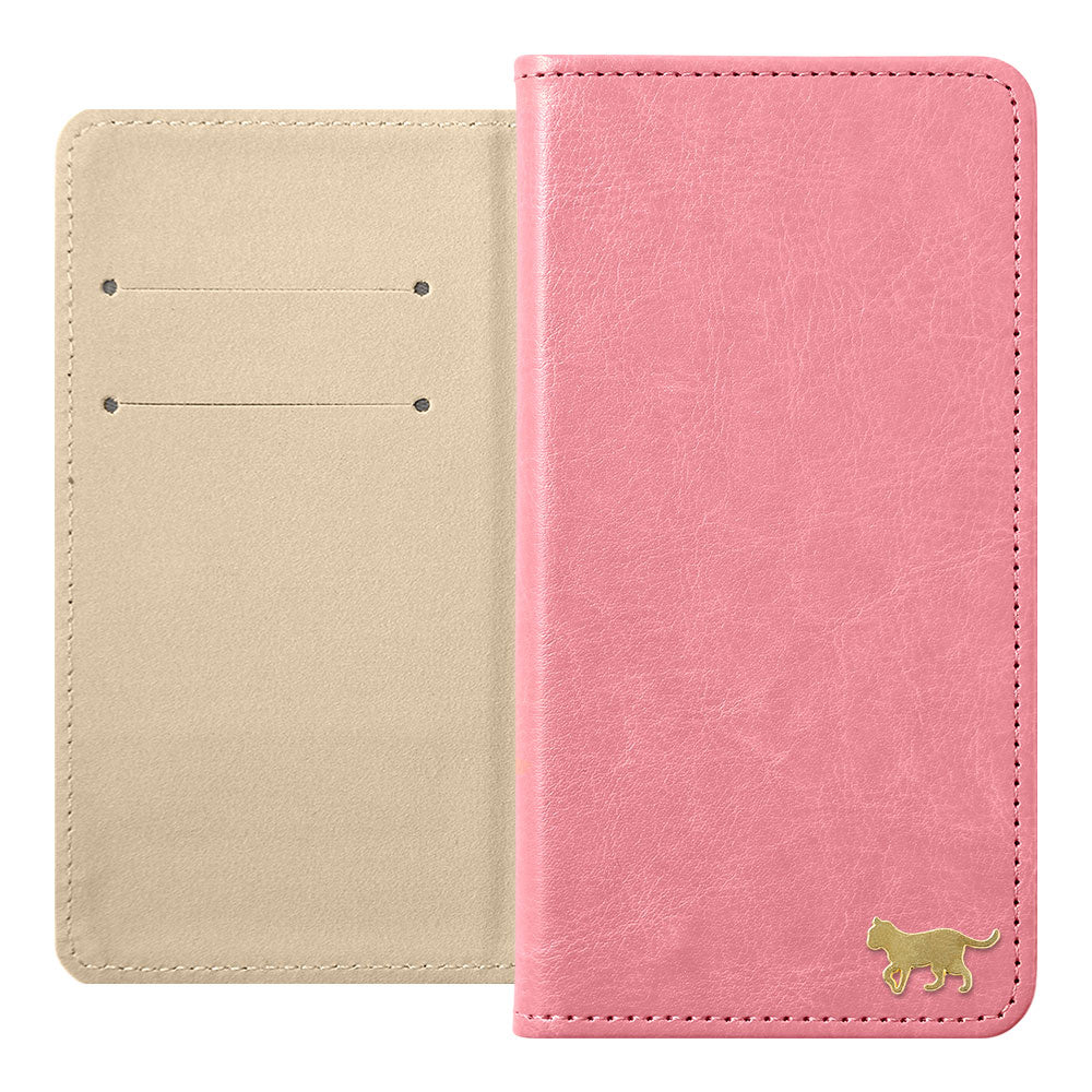 Vegan Leather Simple Gold Cat Decoration Wallet Case for Xperia Series