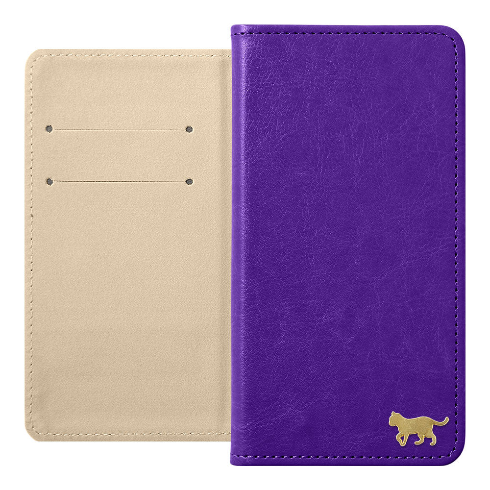 Vegan Leather Simple Gold Cat Decoration Wallet Case for Xperia Series