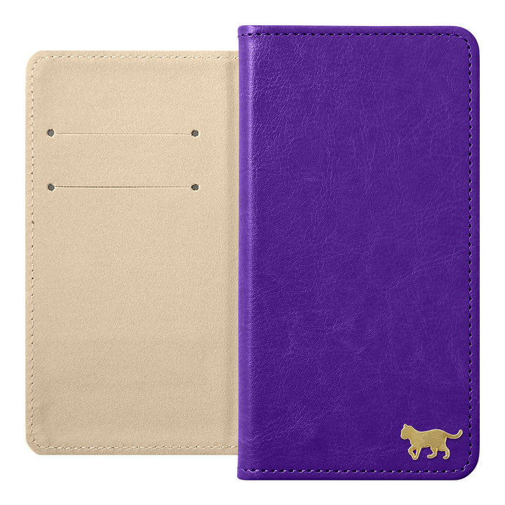 Vegan Leather Simple Gold Cat Decoration Wallet Case for Xperia Series