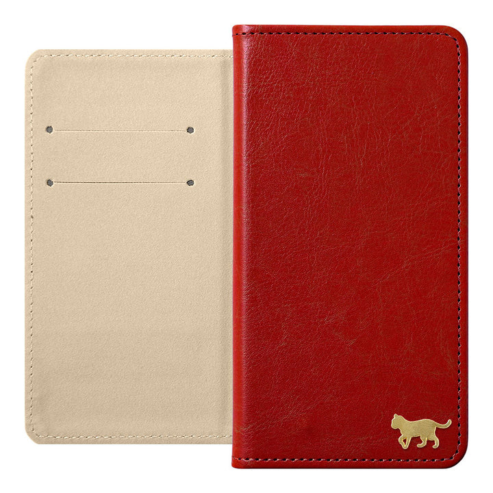 Vegan Leather Simple Gold Cat Decoration Wallet Case for Xperia Series