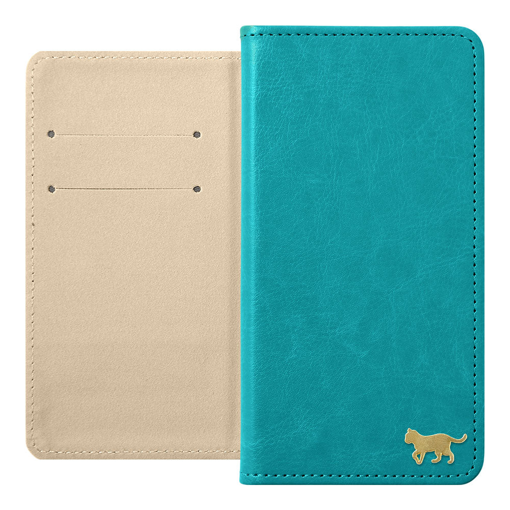 Vegan Leather Simple Gold Cat Decoration Wallet Case for Xperia Series