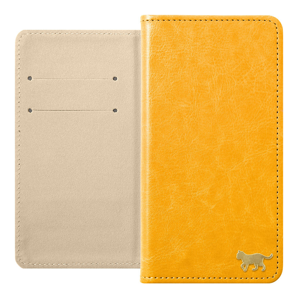 Vegan Leather Simple Gold Cat Decoration Wallet Case for Xperia Series