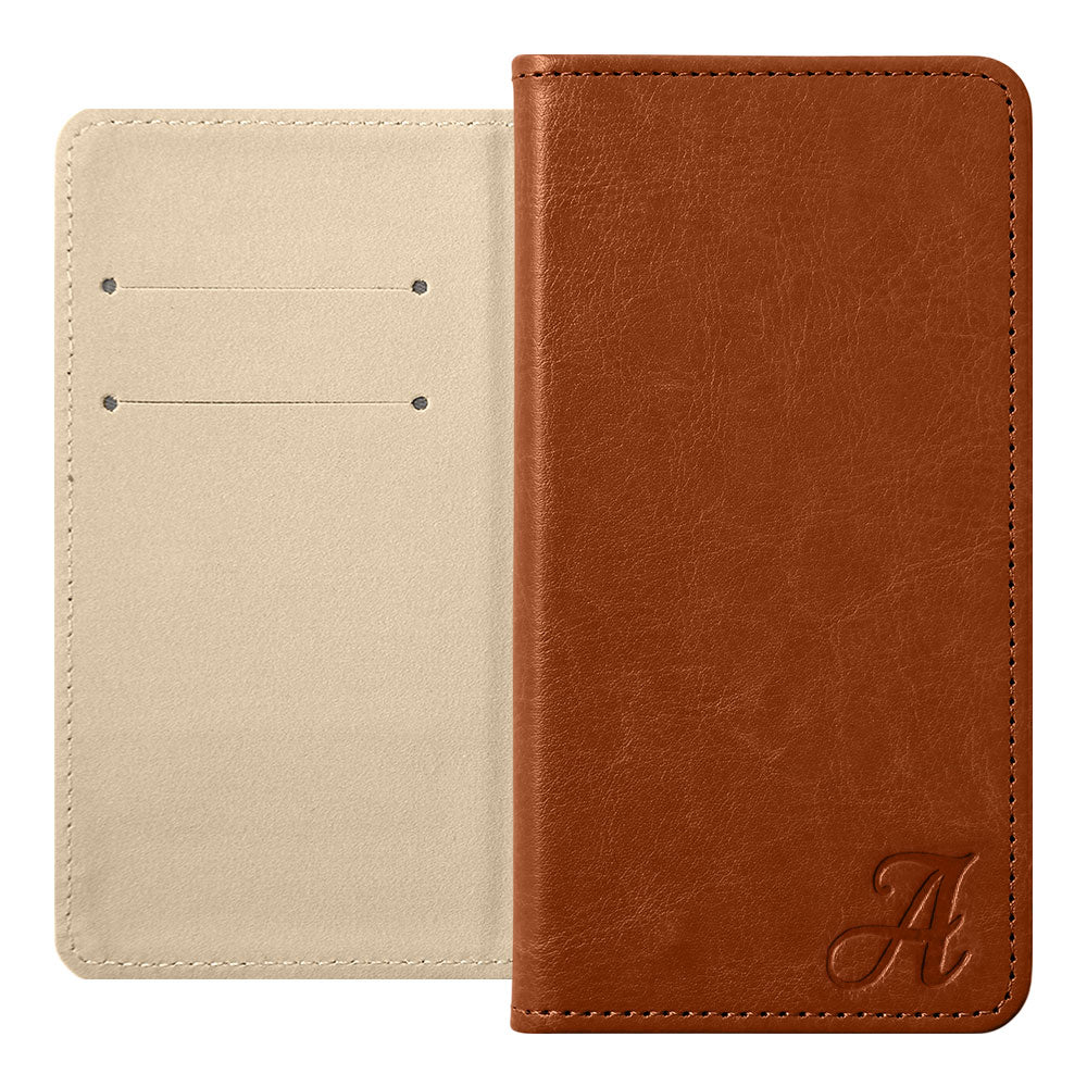 Vegan Leather Simple Initial Wallet Case for Xperia Series