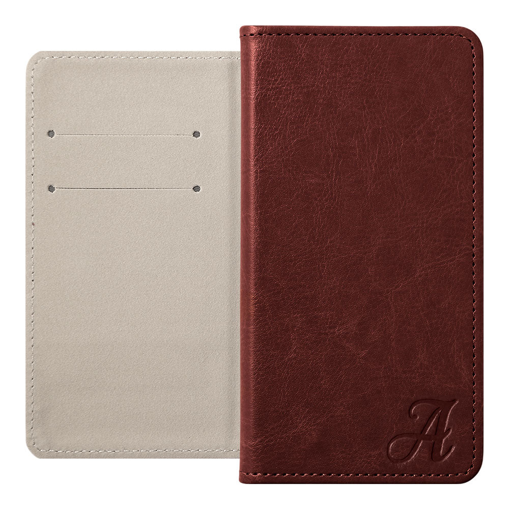 Vegan Leather Simple Initial Wallet Case for Xperia Series