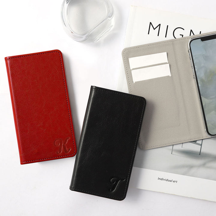 Vegan Leather Simple Initial Wallet Case for Xperia Series