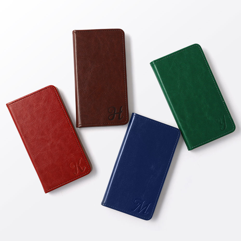 Vegan Leather Simple Initial Wallet Case for Xperia Series
