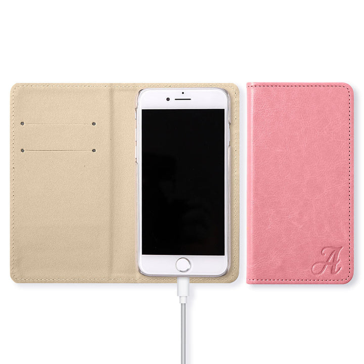 Vegan Leather Simple Initial Wallet Case for Xperia Series