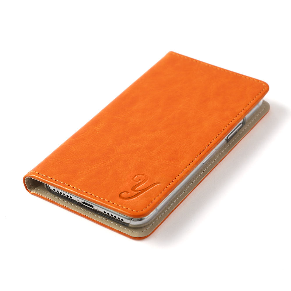 Vegan Leather Simple Initial Wallet Case for Xperia Series