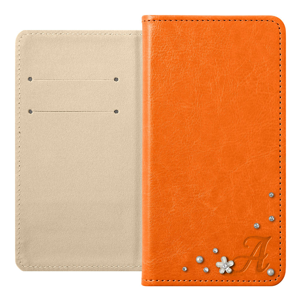 Étui portefeuille simple en cuir végan avec décoration initiale en pierre pour la série AQUOS