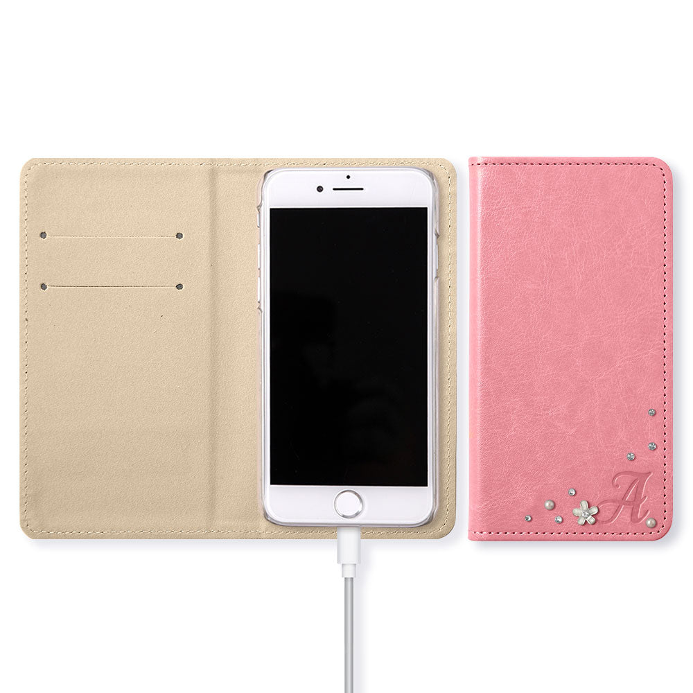 Vegan leather simple initial decoration stone notebook-style case