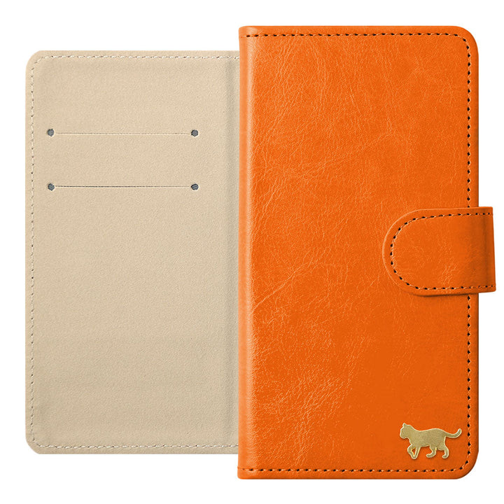 Vegan Leather Simple Gold Cat Decoration Wallet Case (with Belt) for Xperia Series