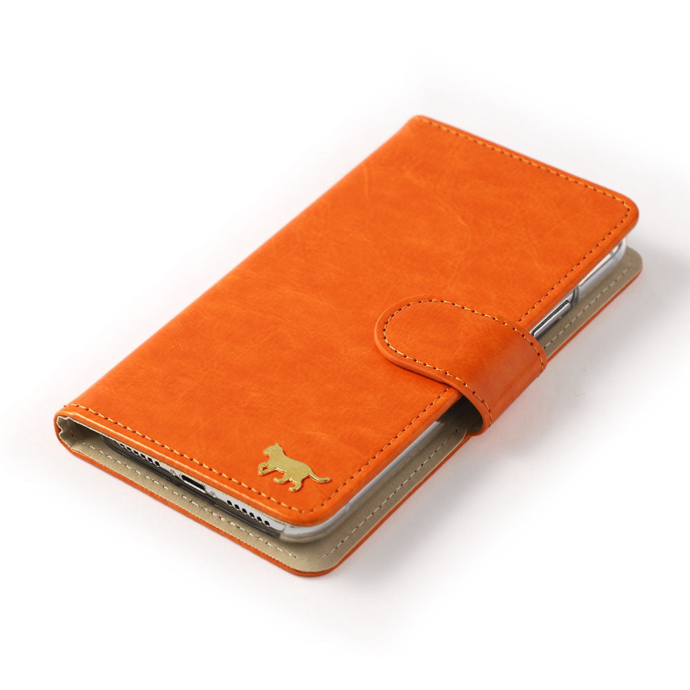 Vegan Leather Simple Gold Cat Decoration Wallet Case (with Belt) for Xperia Series