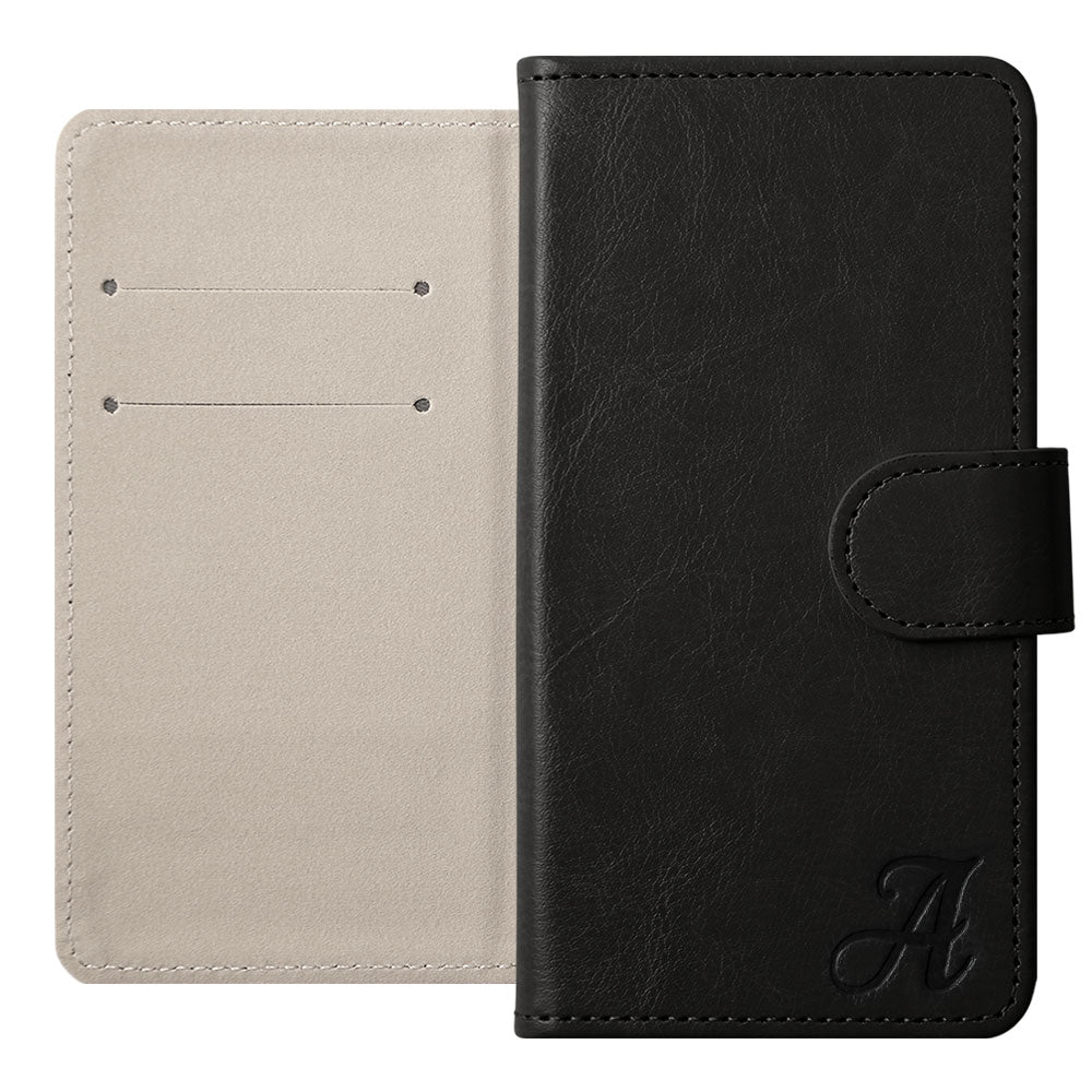 Vegan Leather Simple Initial Wallet Case (with Belt) for AQUOS Series