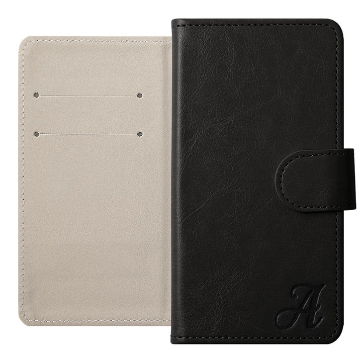 Vegan Leather Simple Initial Wallet Case (with Belt) for AQUOS Series