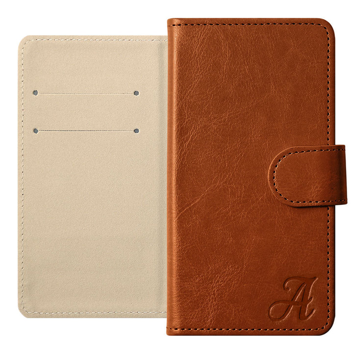 Vegan Leather Simple Initial Wallet Case (with Belt) for AQUOS Series