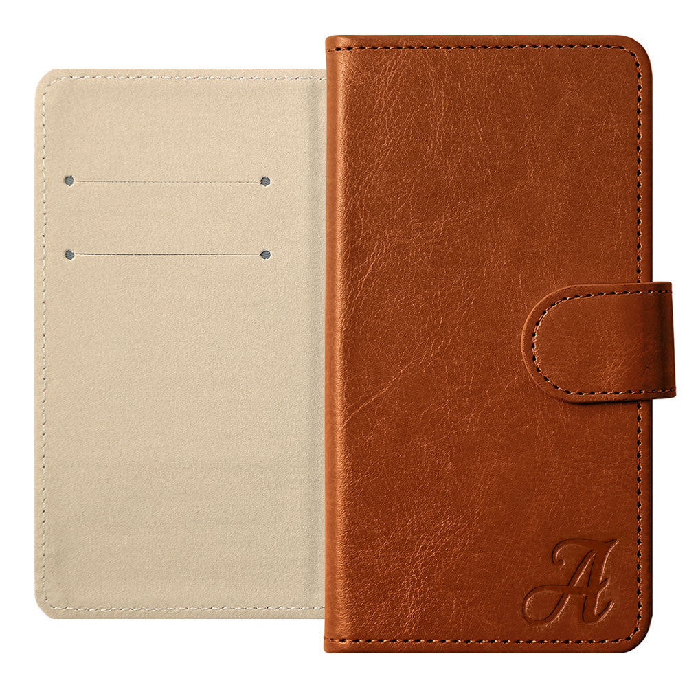 Vegan Leather Simple Initial Wallet Case (with Belt) for Xperia Series
