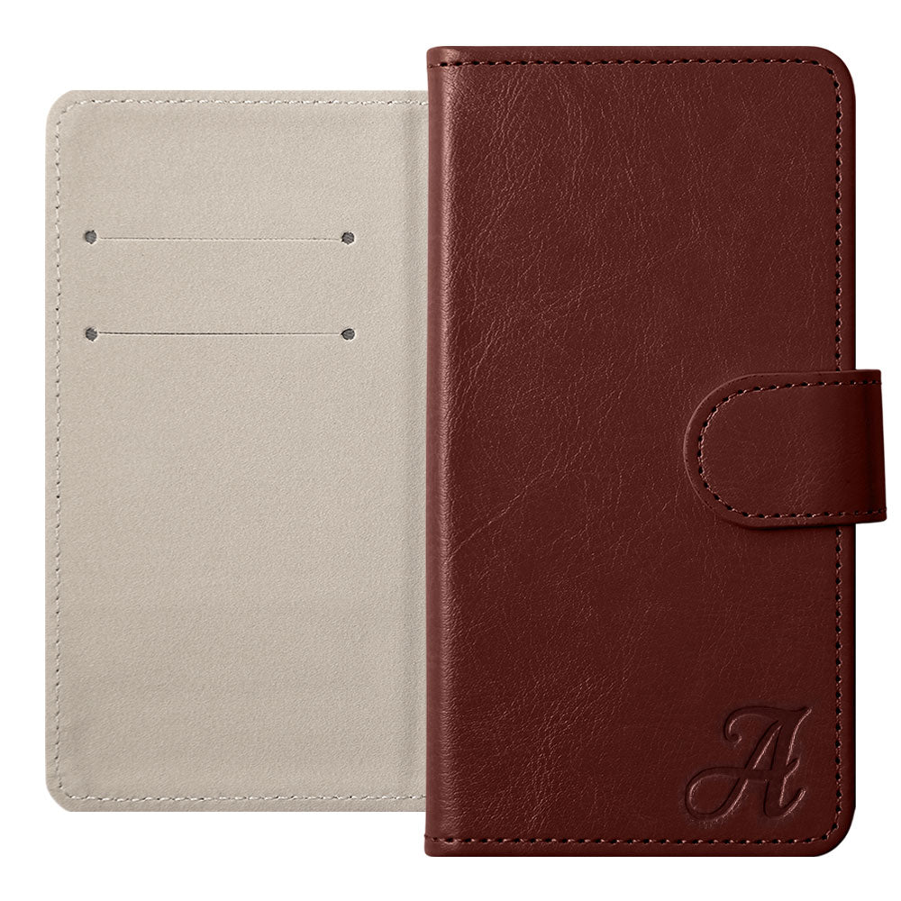 Vegan Leather Simple Initial Wallet Case (with Belt) for AQUOS Series