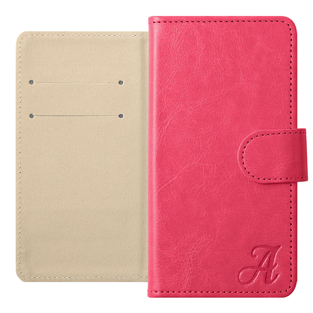Vegan Leather Simple Initial Wallet Case (with Belt) for AQUOS Series