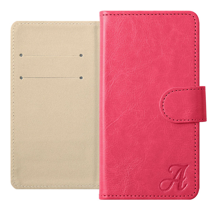 Vegan Leather Simple Initial Wallet Case (with Belt) for AQUOS Series