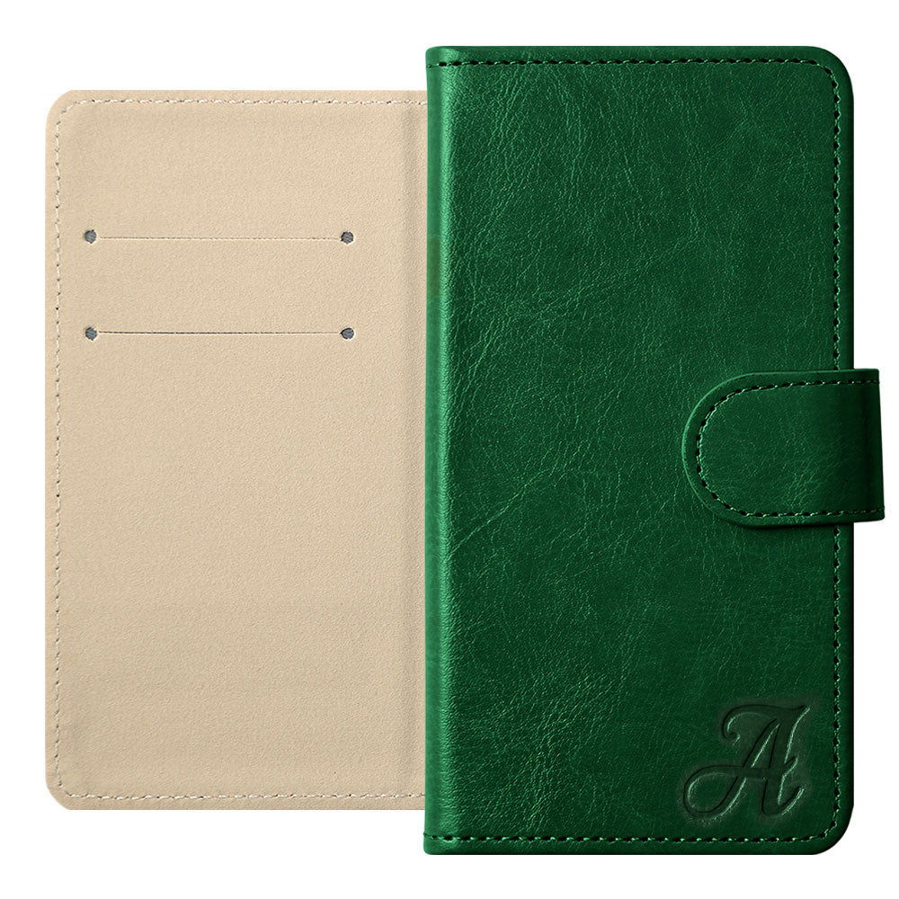 Vegan Leather Simple Initial Wallet Case (with Belt) for Xperia Series