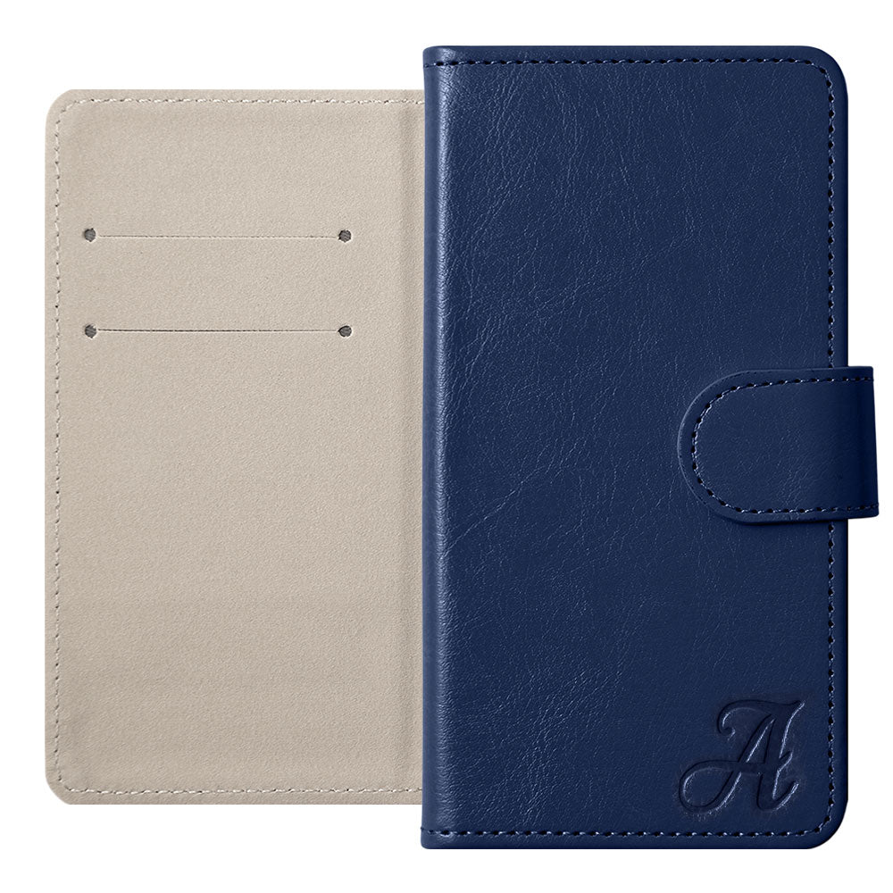 Vegan Leather Simple Initial Wallet Case (with Belt) for AQUOS Series