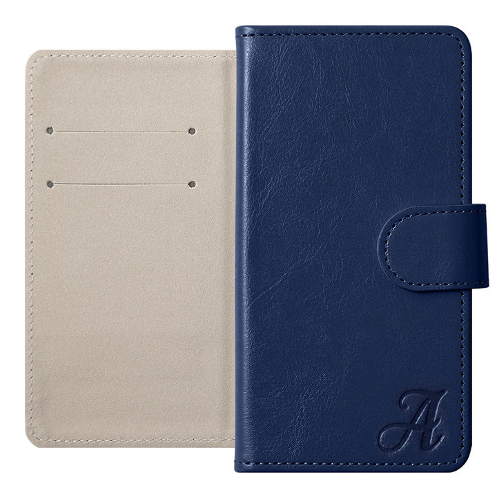 Vegan Leather Simple Initial Wallet Case (with Belt) for AQUOS Series
