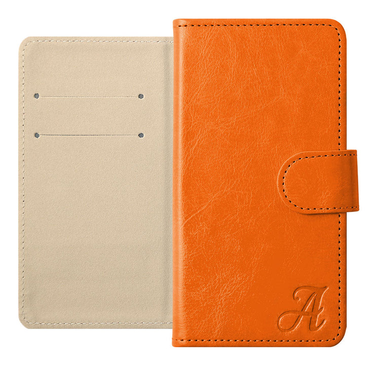 Vegan Leather Simple Initial Wallet Case (with Belt) for AQUOS Series