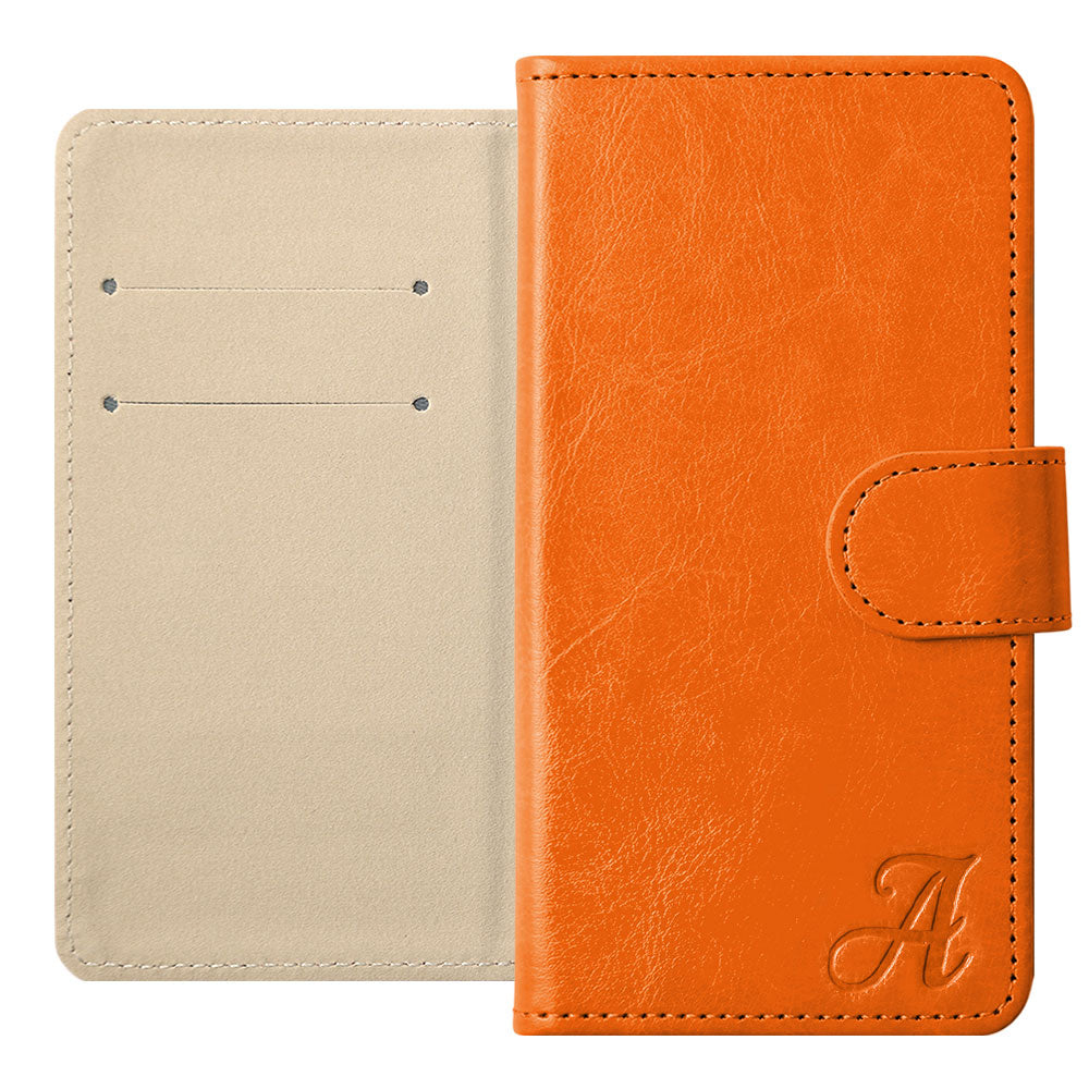 Vegan Leather Simple Initial Wallet Case (with Belt) for Xperia Series