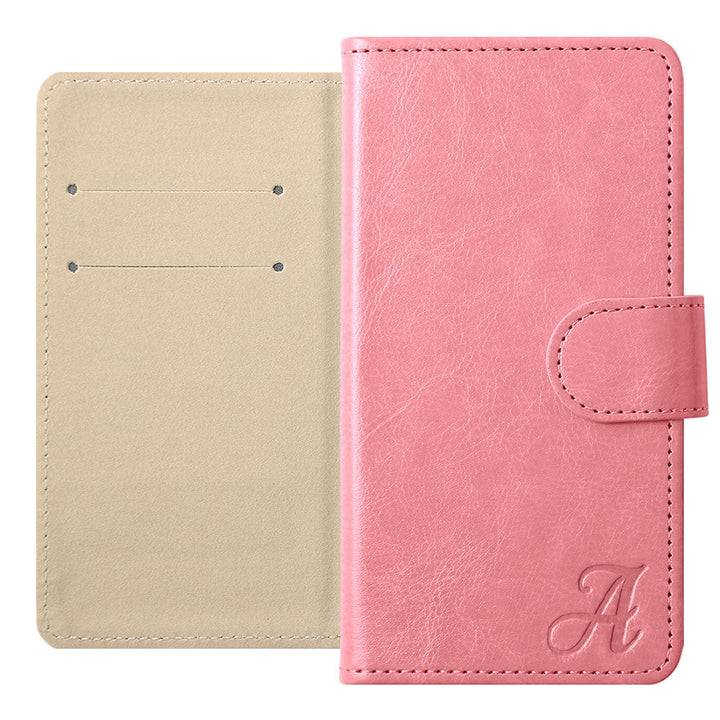 Vegan Leather Simple Initial Wallet Case (with Belt) for AQUOS Series