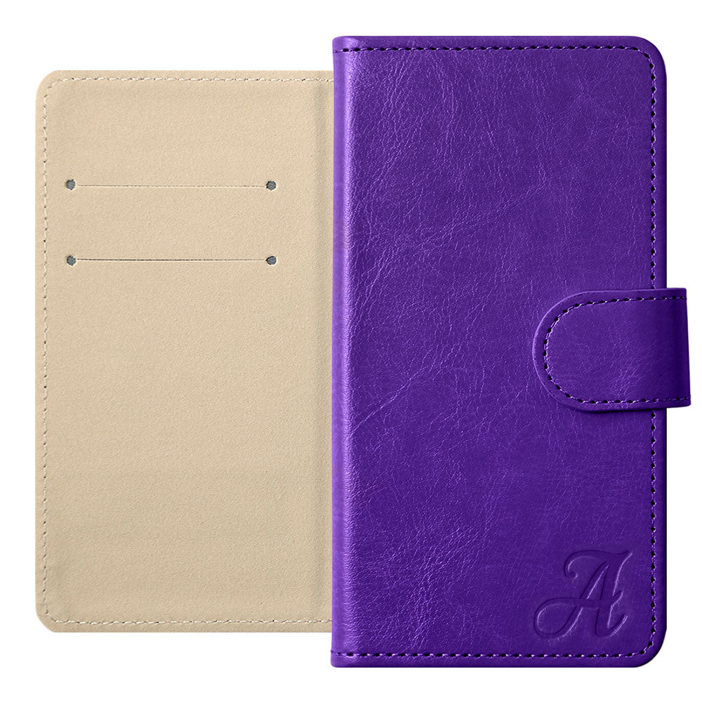 Vegan Leather Simple Initial Wallet Case (with Belt) for AQUOS Series