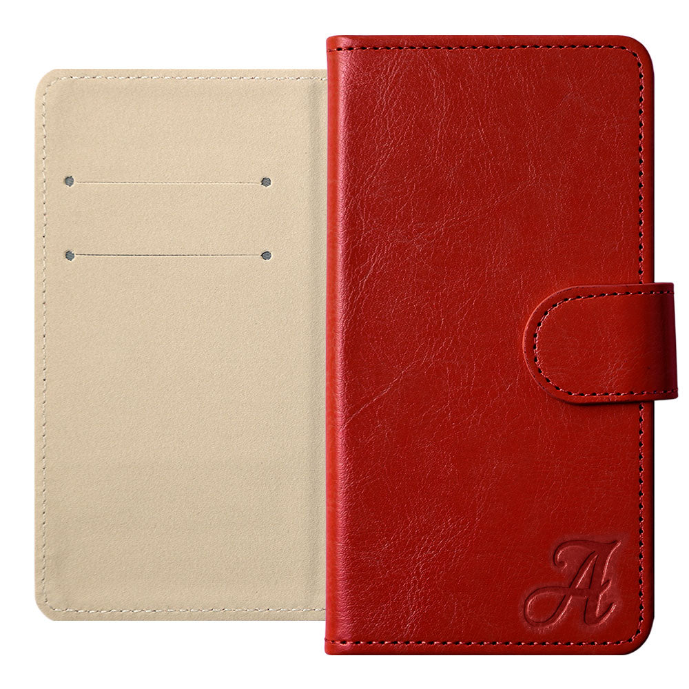 Vegan Leather Simple Initial Wallet Case (with Belt) for AQUOS Series