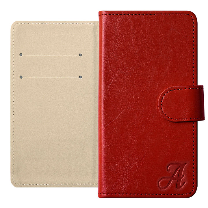 Vegan Leather Simple Initial Wallet Case (with Belt) for AQUOS Series