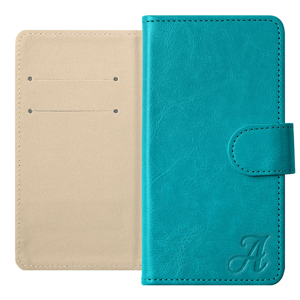 Vegan Leather Simple Initial Wallet Case (with Belt) for AQUOS Series