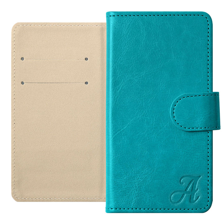 Vegan Leather Simple Initial Wallet Case (with Belt) for AQUOS Series