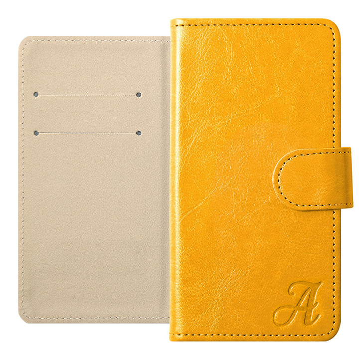 Vegan Leather Simple Initial Wallet Case (with Belt) for AQUOS Series
