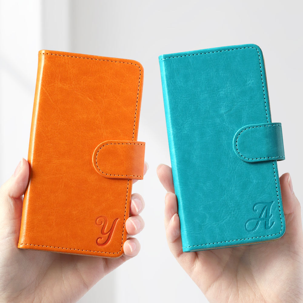 Vegan Leather Simple Initial Wallet Case (with Belt) for AQUOS Series
