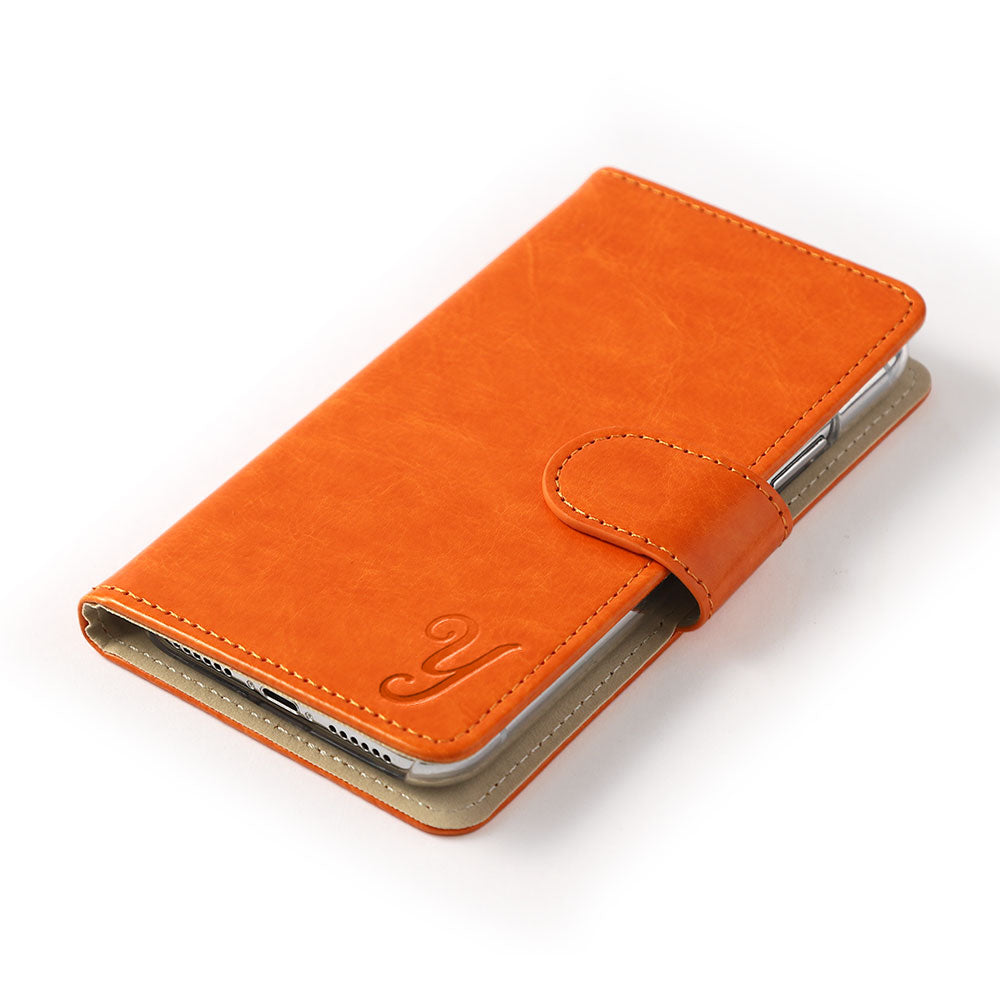 Vegan Leather Simple Initial Wallet Case (with Belt) for AQUOS Series